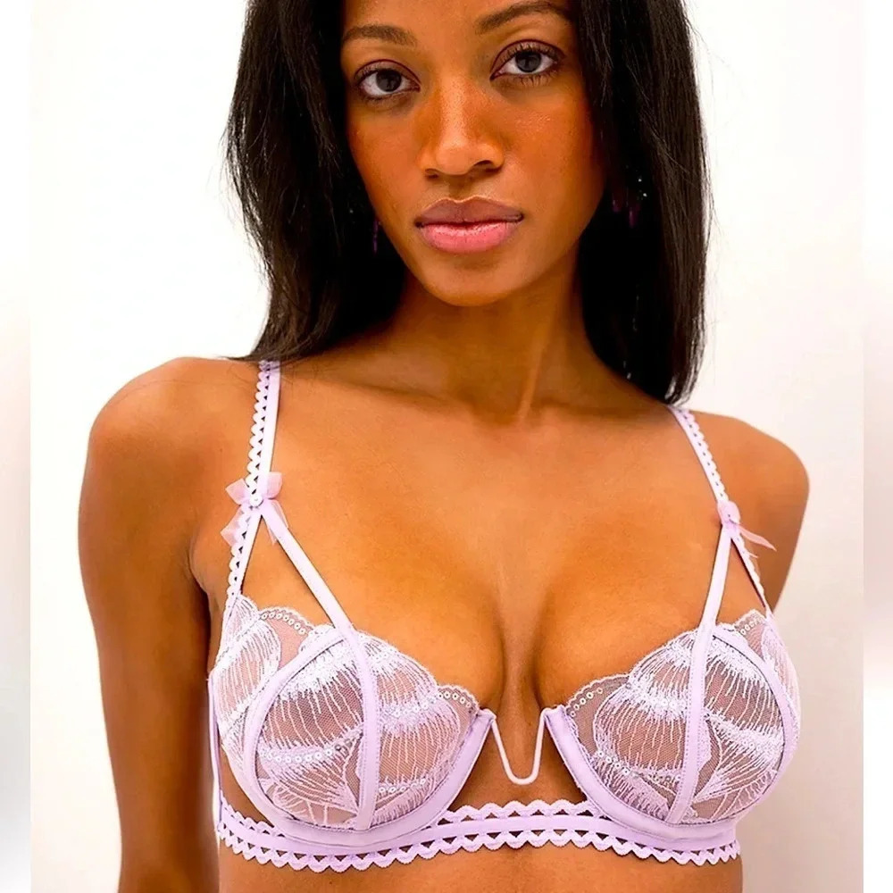 *Final* FOR LOVE & LEMONS Shell Sequin Underwire Bra Small NWT Lilac Sequins